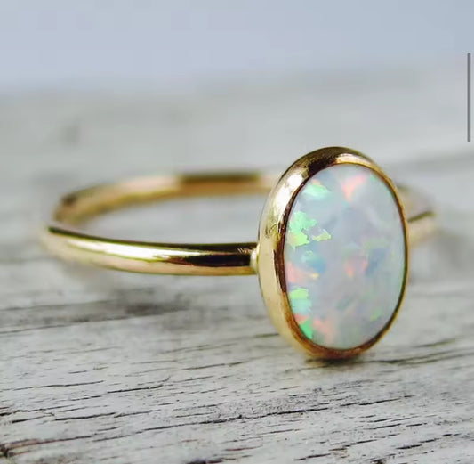 Stunning Opal 18K Gold Plated Ring