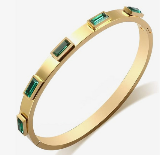 Emerald Shine 18K Gold Bangle