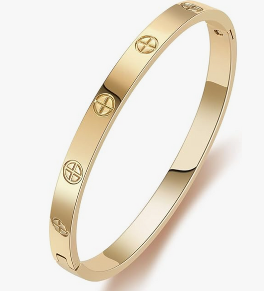 Minimalistic Cross Gold 18k Gold Bangle