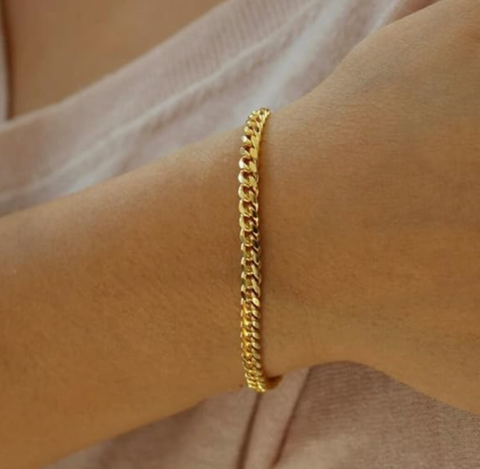 Crafted Cuban 18K Gold Chain Bracelet