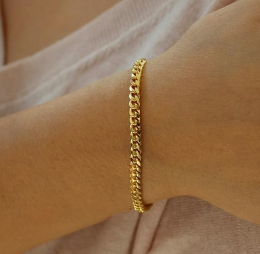 Crafted Cuban 18K Gold Chain Bracelet