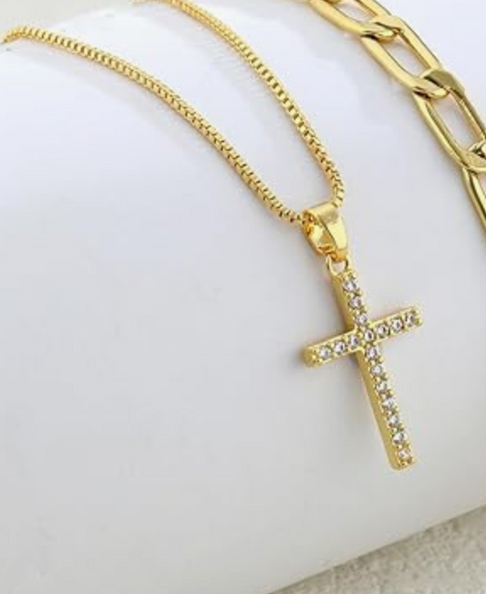 Stunning Cross 14K Gold Necklace