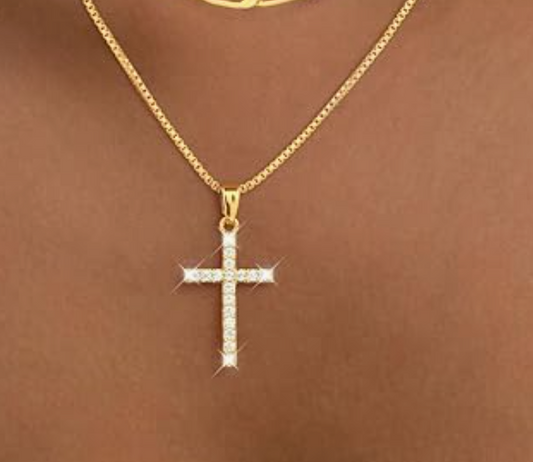 Stunning Cross 14K Gold Necklace