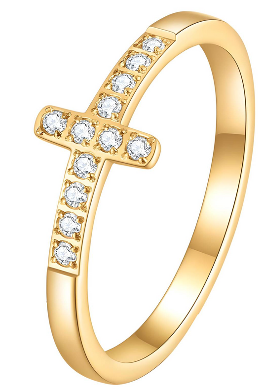 Beautiful Cross Ring 18K Gold Plated
