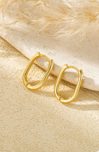 Minimalist Hoop Drop 14K Gold Plated Earrings